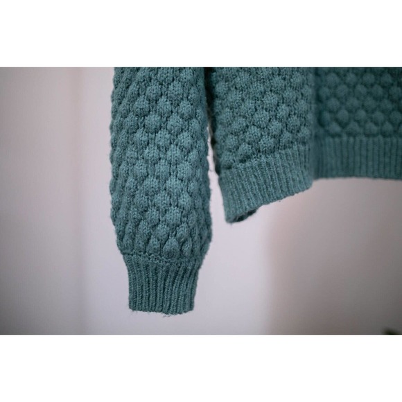 A NEW DAY Womens Chunky Knit Pine Green Balloon Sleeve Cropped Sweater SZ L - Picture 5 of 7